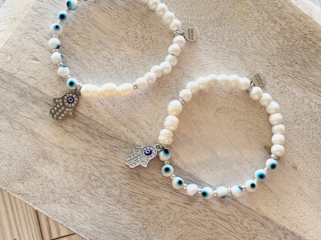 White Evil Eye Protection Bracelet