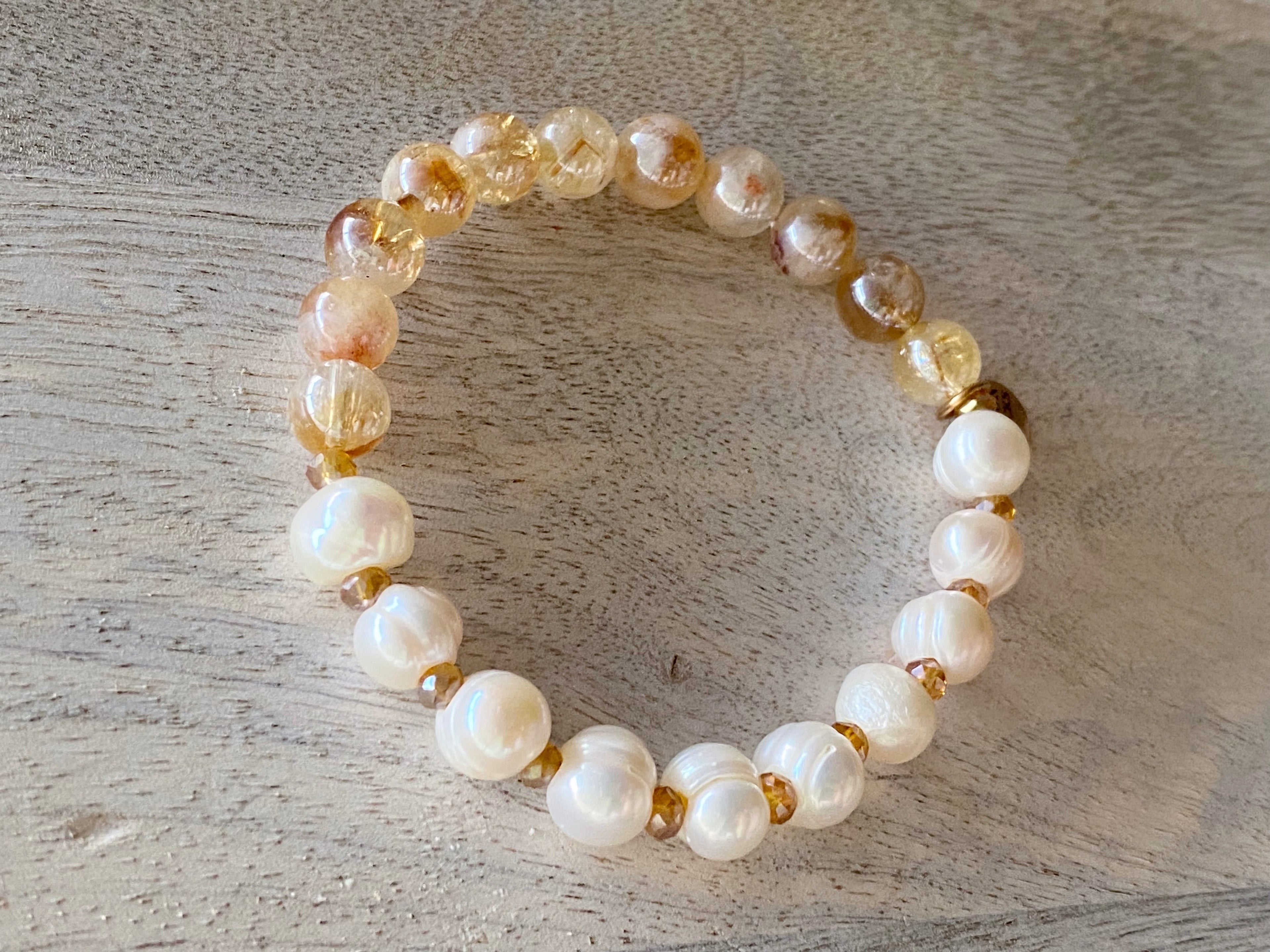 Bliss Citrine & Pearls Single Bracelet