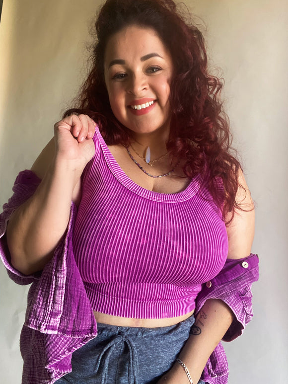 Basic Ribbed Bralette Magenta