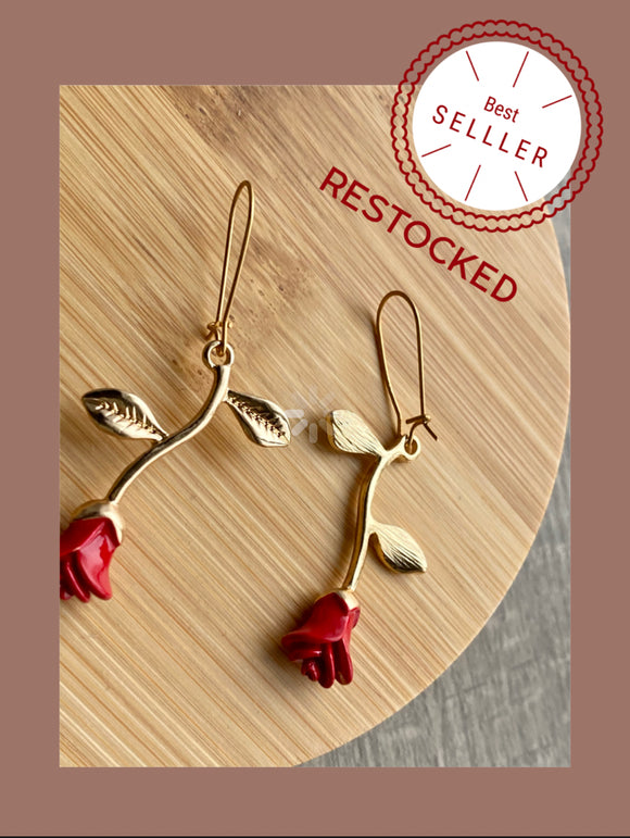 Belle Red Rose Earrings