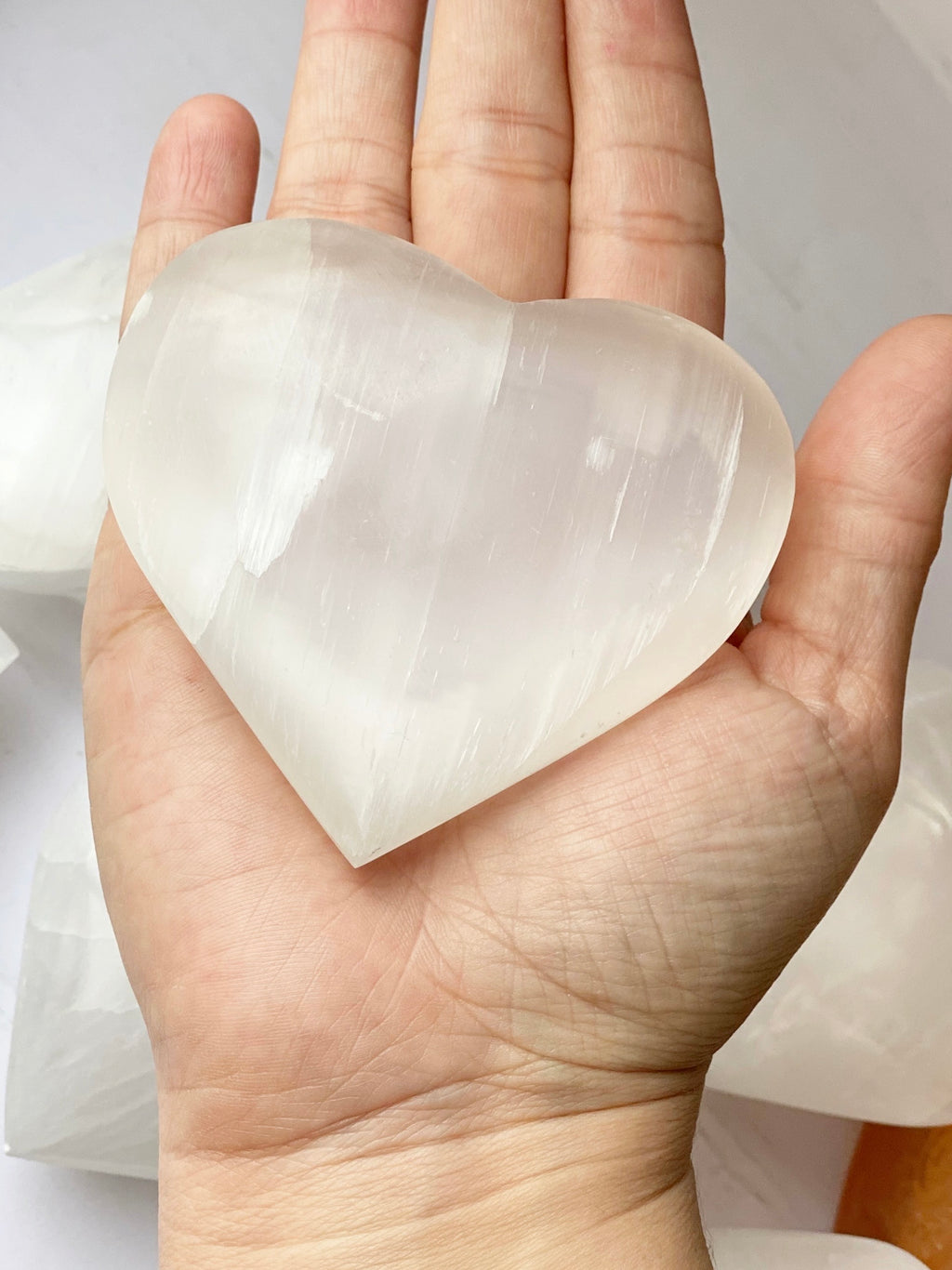 Selenite Puffy Heart