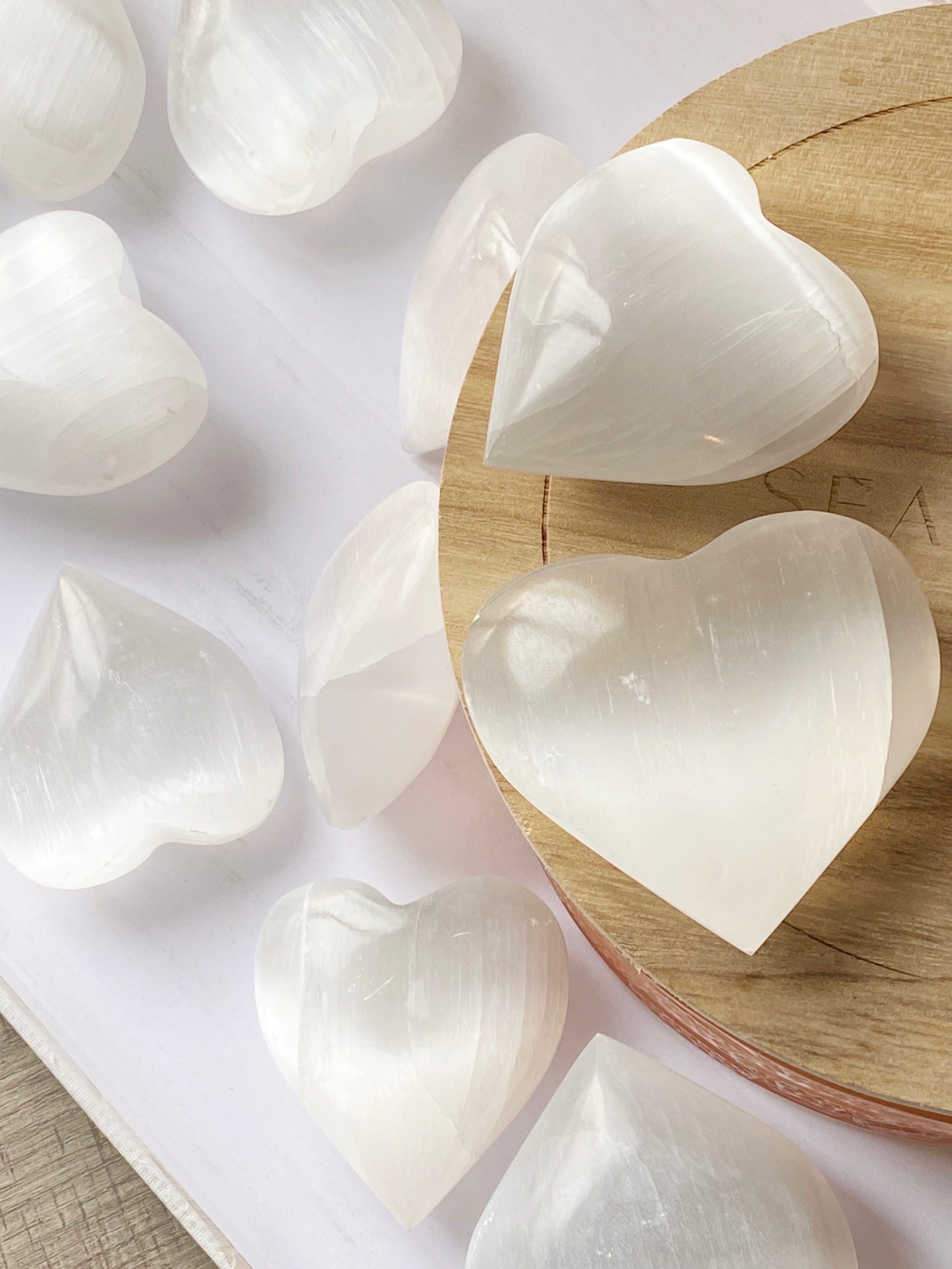 Selenite Puffy Heart