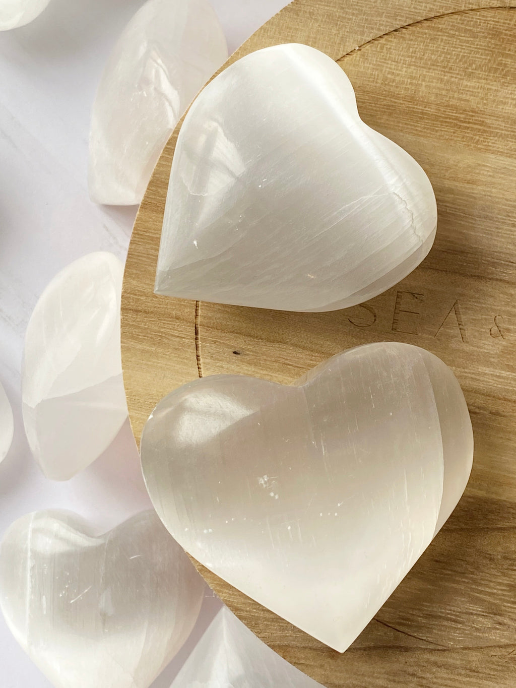 Selenite Puffy Heart