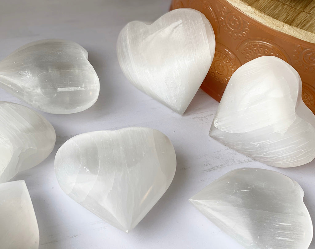 Selenite Puffy Heart