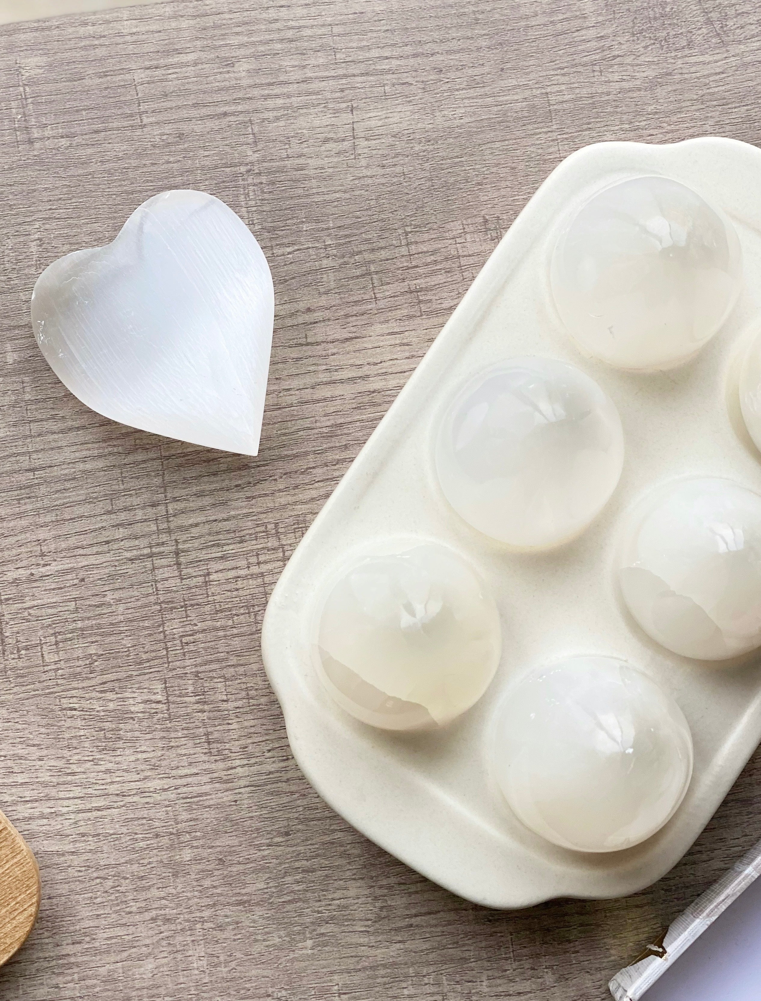 Selenite Puffy Heart