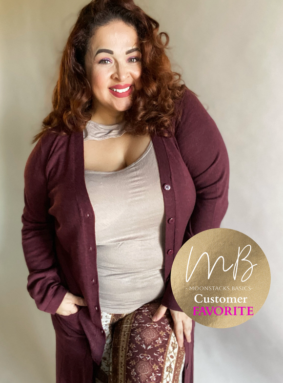 Free Falling Long Cardigan Wine