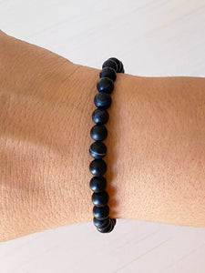 Black Agate Single Beaded Bracelet