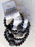 Lava stone heart beaded bracelet