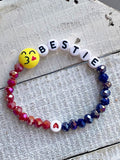 Red & Blue Bestie Sister Emoji Bracelet