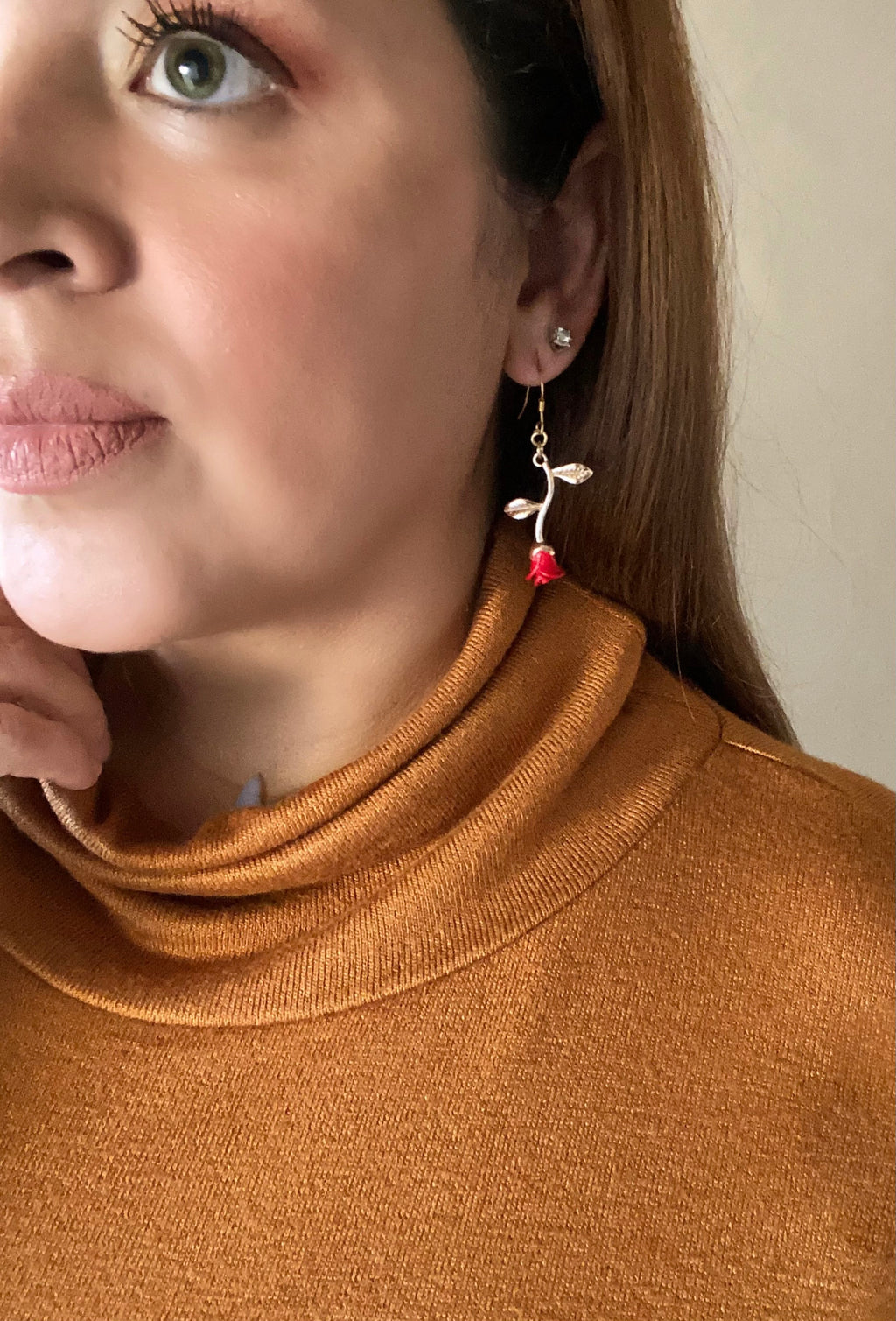 Belle Red Rose Earrings