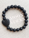 Lava stone heart beaded bracelet
