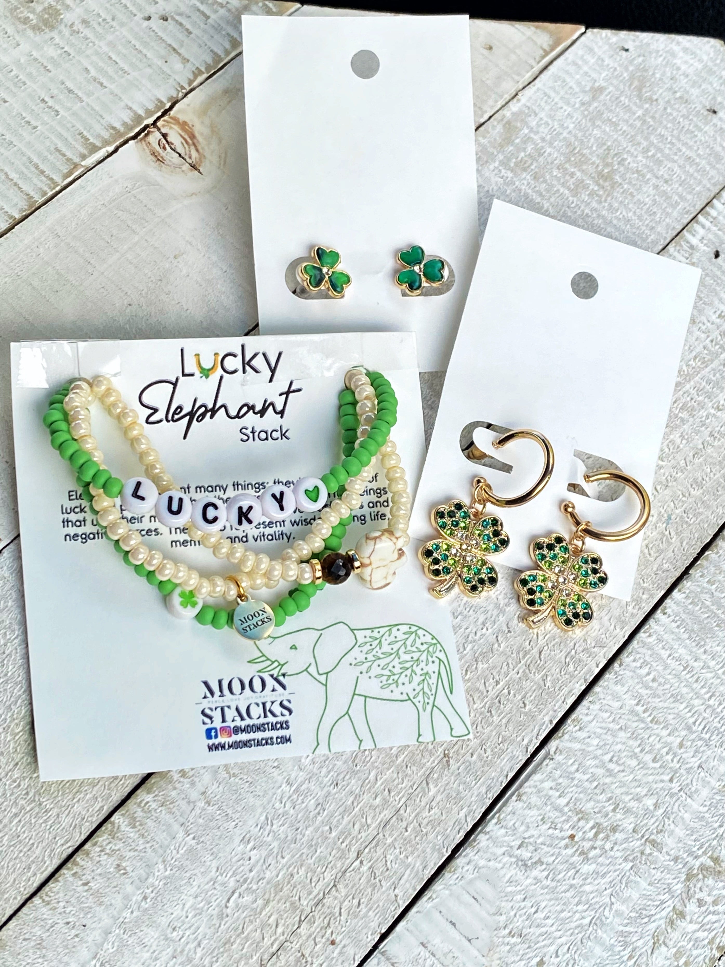 Heart Clover Stud Earrings