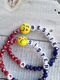 Red & Blue Bestie Sister Emoji Bracelet