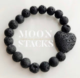 Lava stone heart beaded bracelet